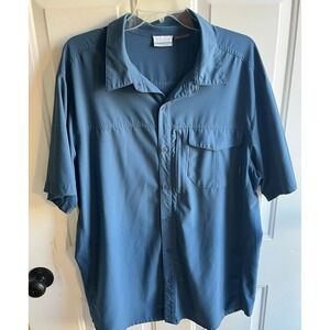 Columbia Men's Omni-Shade SPF 40 Moisture-wicking Blue Button Down Shirt XL